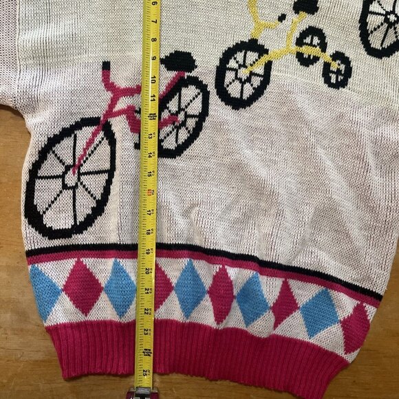 Vintage Chateau Womens Sweater 80s Bicycles Design Long Sleeves Sz L - Picture 9 of 10